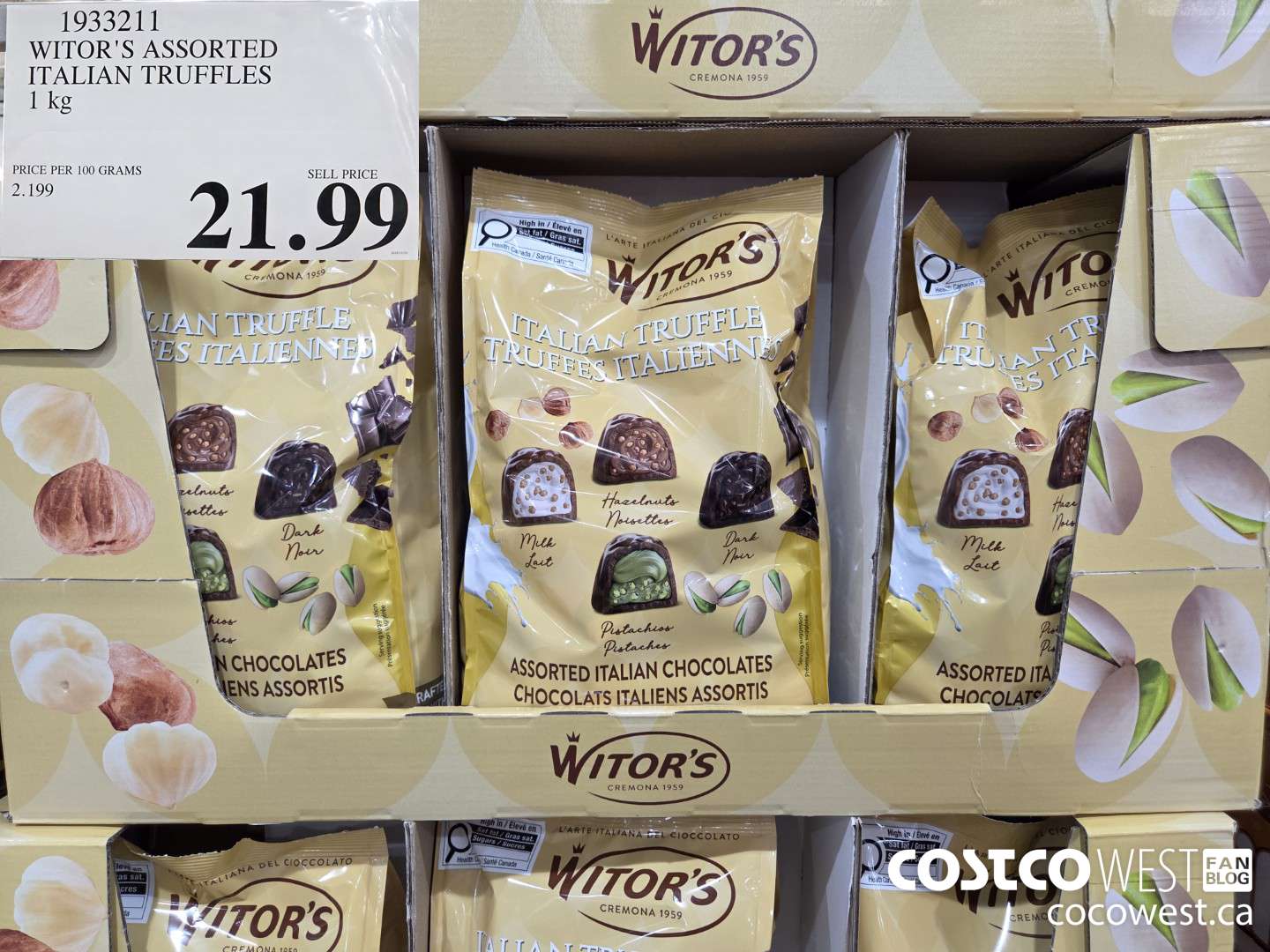 1933211 WITOR'S ASSORTED ITALIAN TRUFFLES 1KG $21.99