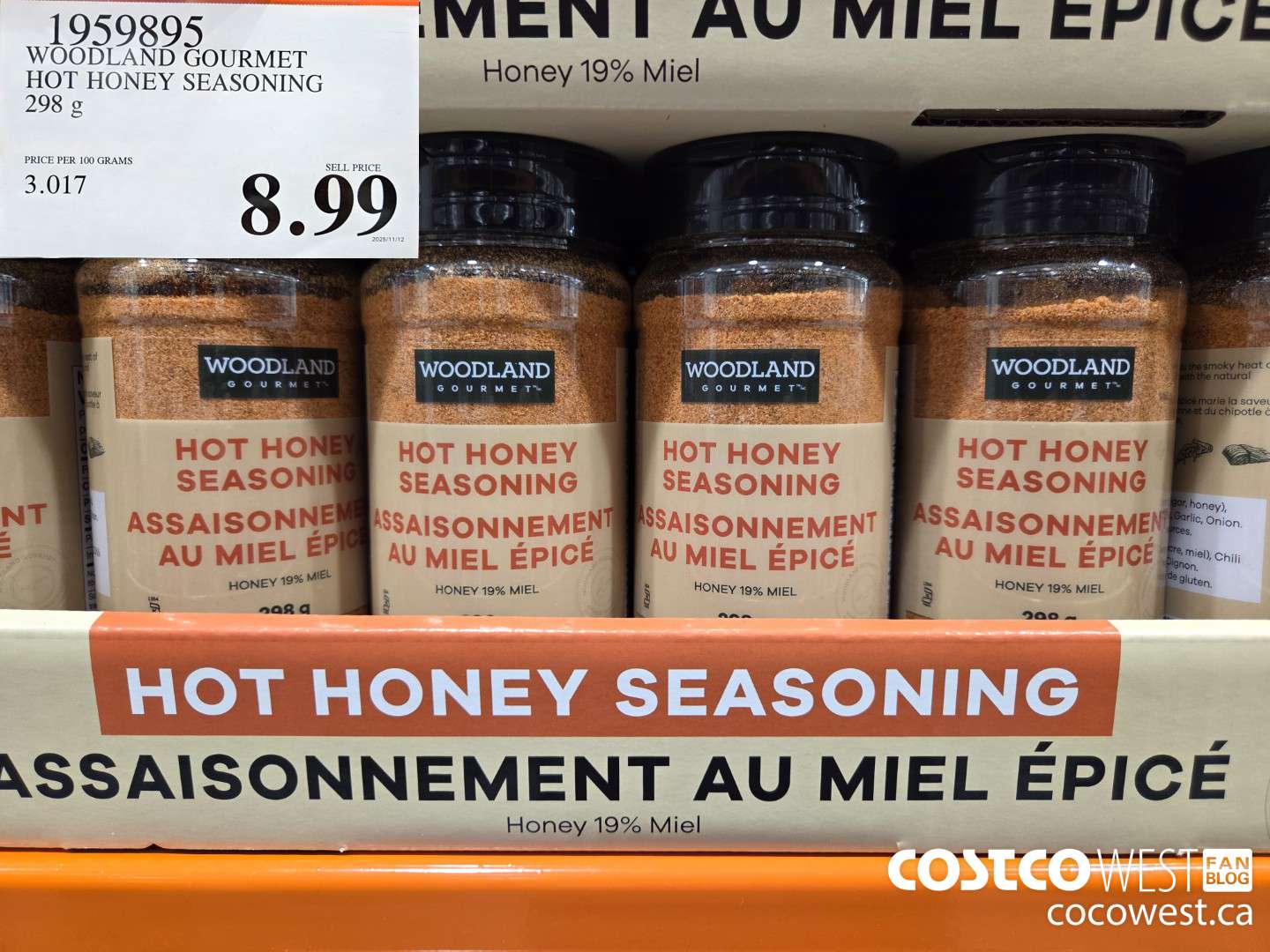 1959895 WOODLAND GOURMET HOT HONEY SEASONING 298G $8.99