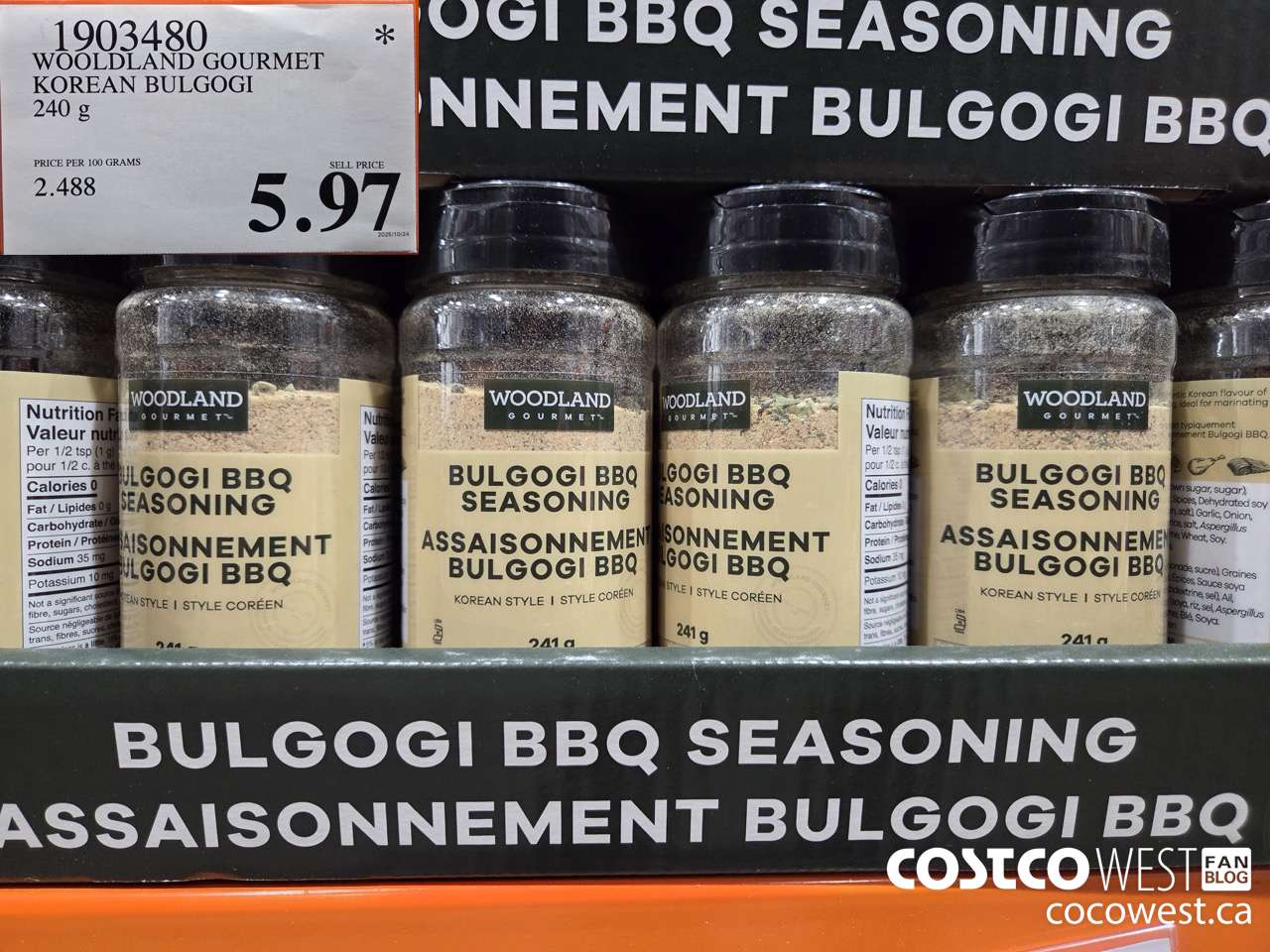 1903480 WOODLAND GOURMET KOREAN BULGOGI 240G $5.97