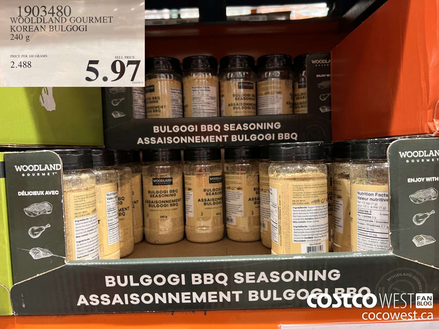 1903480 WOODLAND GOURMET KOREAN BULGOGI 240G $5.97