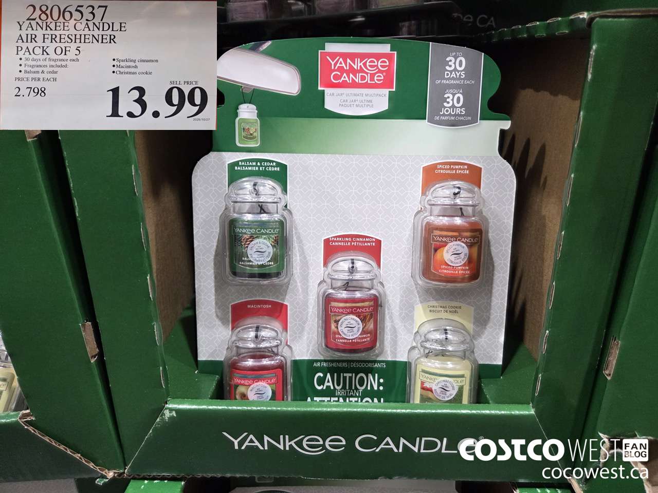 2806537 YANKEE CANDLE AIR FRESHENER PACK OF 5 $13.99