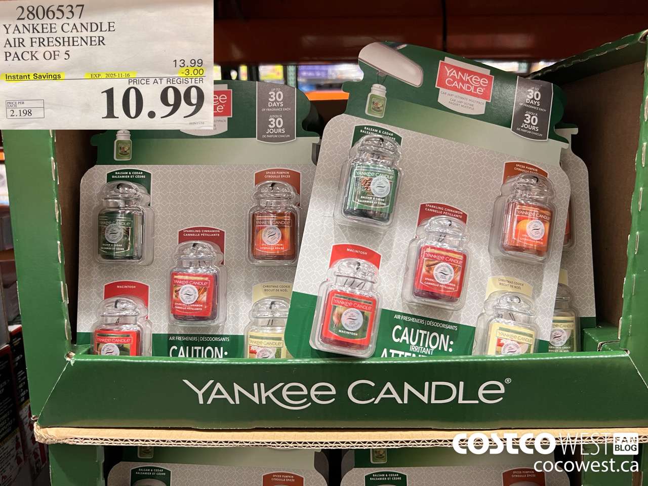 2806537 YANKEE CANDLE AIR FRESHENER PACK OF 5 ($3.00 INSTANT SAVINGS EXPIRES ON 2025-11-16) $10.99