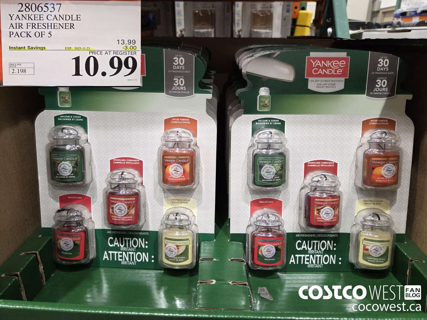 2806537 YANKEE CANDLE AIR FRESHENER PACK OF 5 ($3.00 INSTANT SAVINGS EXPIRES ON 2025-11-23) $10.99