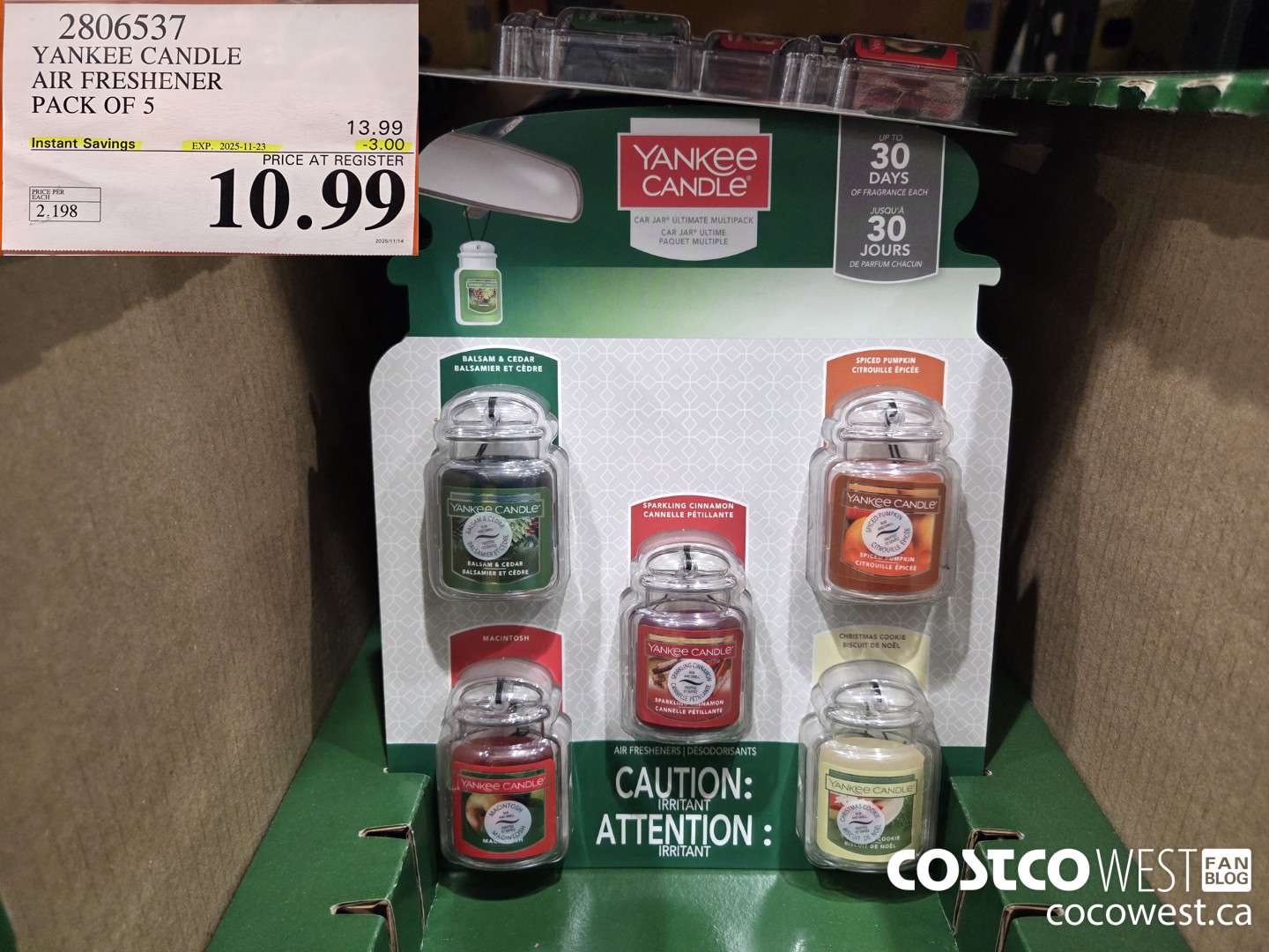2806537 YANKEE CANDLE AIR FRESHENER PACK OF 5 ($3.00 INSTANT SAVINGS EXPIRES ON 2025-11-23) $10.99