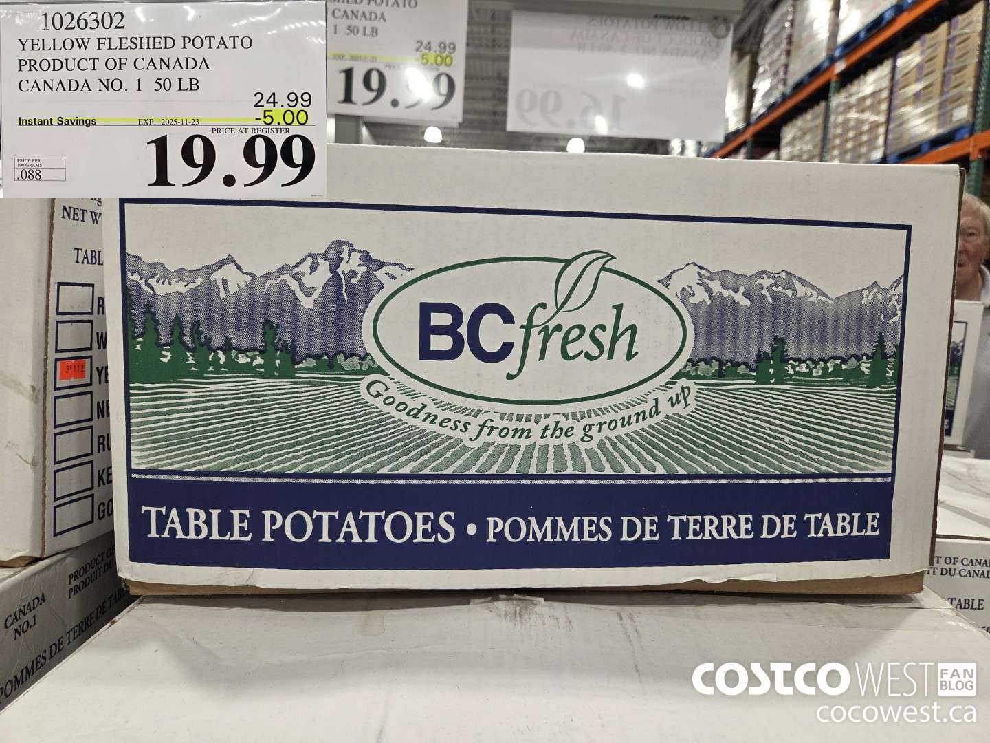 1026302 YELLOW FLESHED POTATO PRODUCT OF CANADA CANADA NO. 1 50 LB $19.99