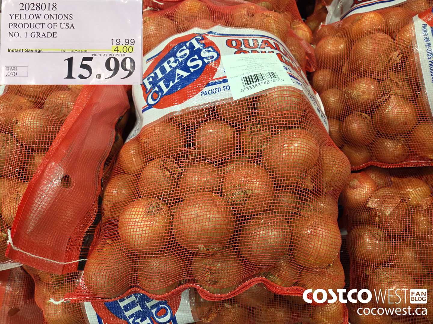 2028018 YELLOW ONIONS PRODUCT OF USA NO. 1 GRADE ($4.00 INSTANT SAVINGS EXPIRES ON 2025-11-30) $15.99