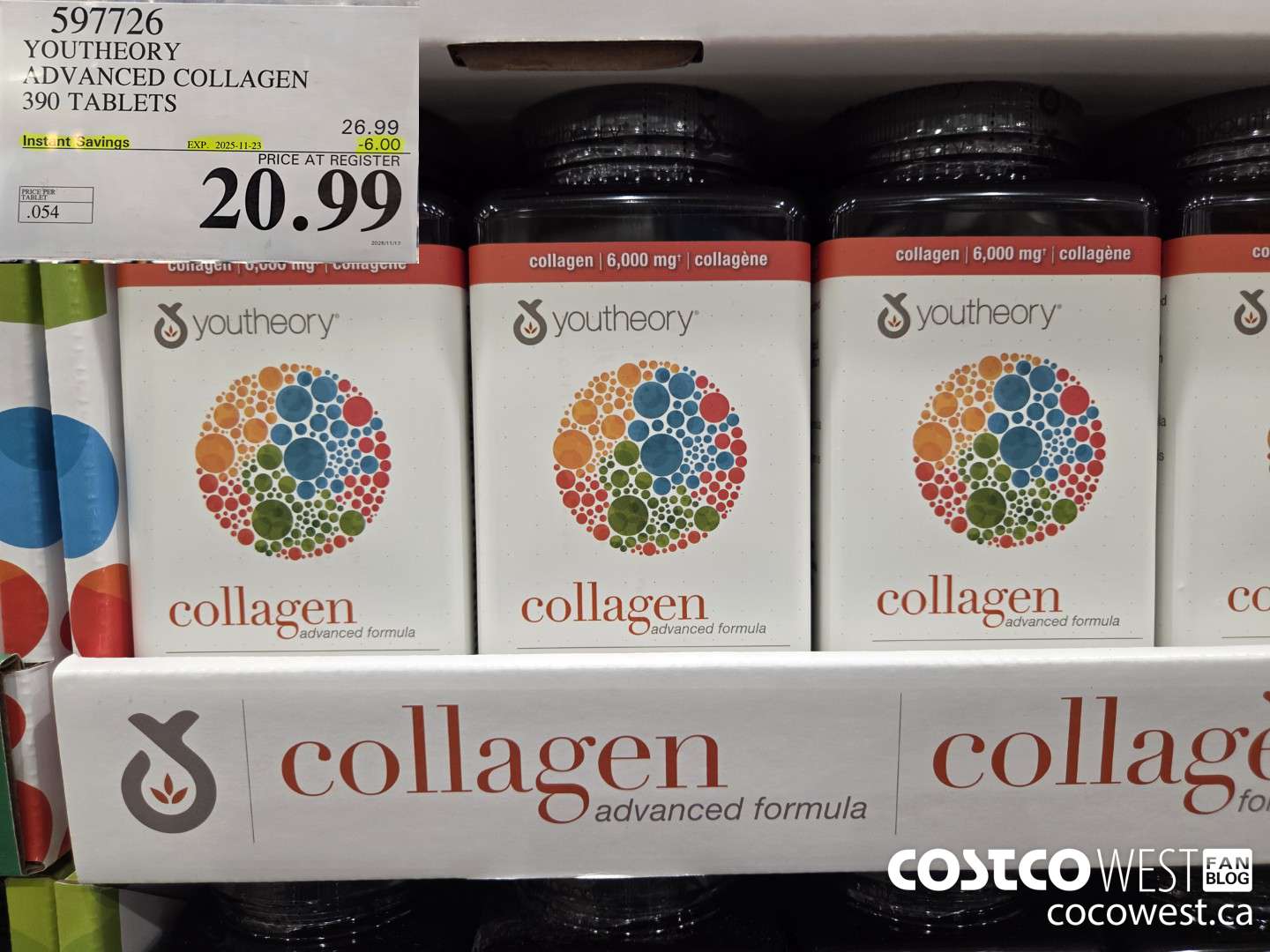 597726 YOUTHEORY ADVANCED COLLAGEN 390 TABLETS ($6.00 INSTANT SAVINGS EXPIRES ON 2025-11-23) $20.99