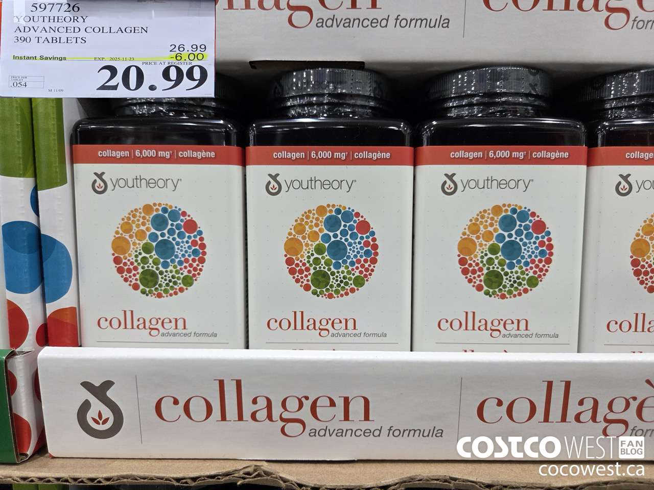 597726 YOUTHEORY COLLAGEN 390 TABLETS ($6.00 INSTANT SAVINGS EXPIRES ON 2025-11-23) $20.99