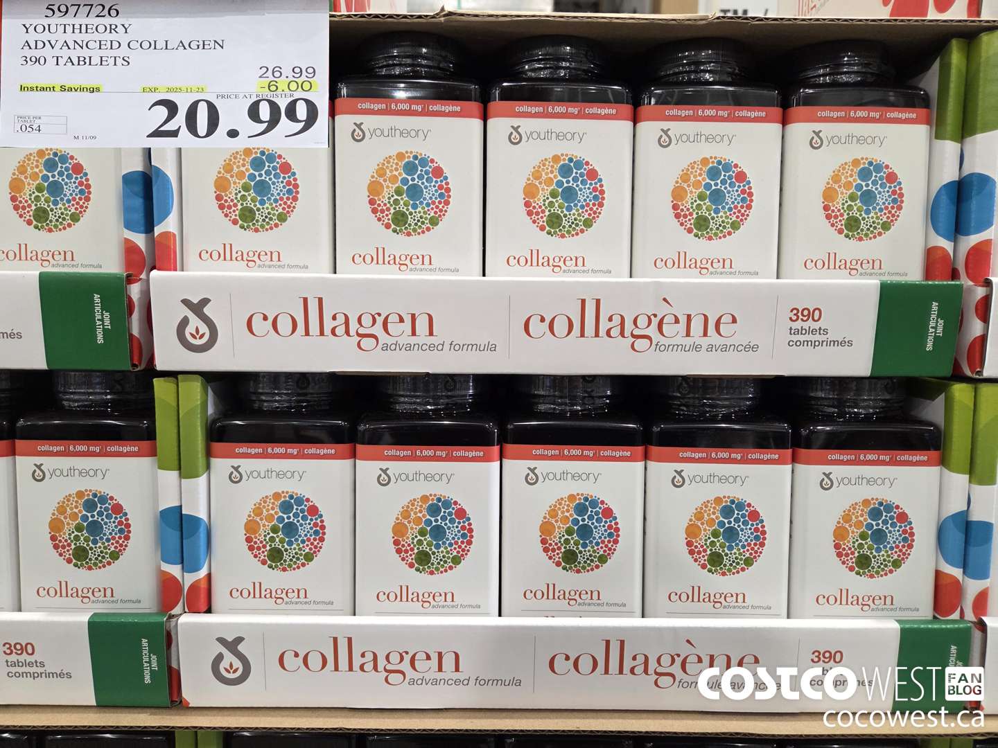 597726 YOUTHEORY COLLAGEN 390 TABLETS ($6.00 INSTANT SAVINGS EXPIRES ON 2025-11-23) $20.99