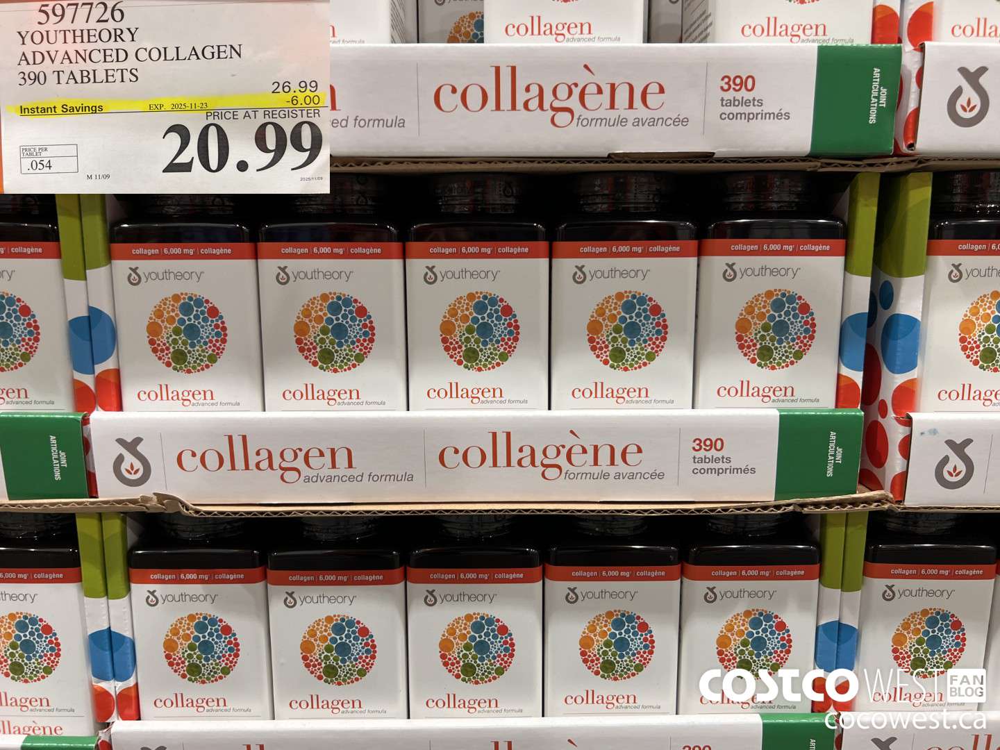 597726 YOUTHEORY COLLAGEN 390 TABLETS ($6.00 INSTANT SAVINGS EXPIRES ON 2025-11-23) $20.99