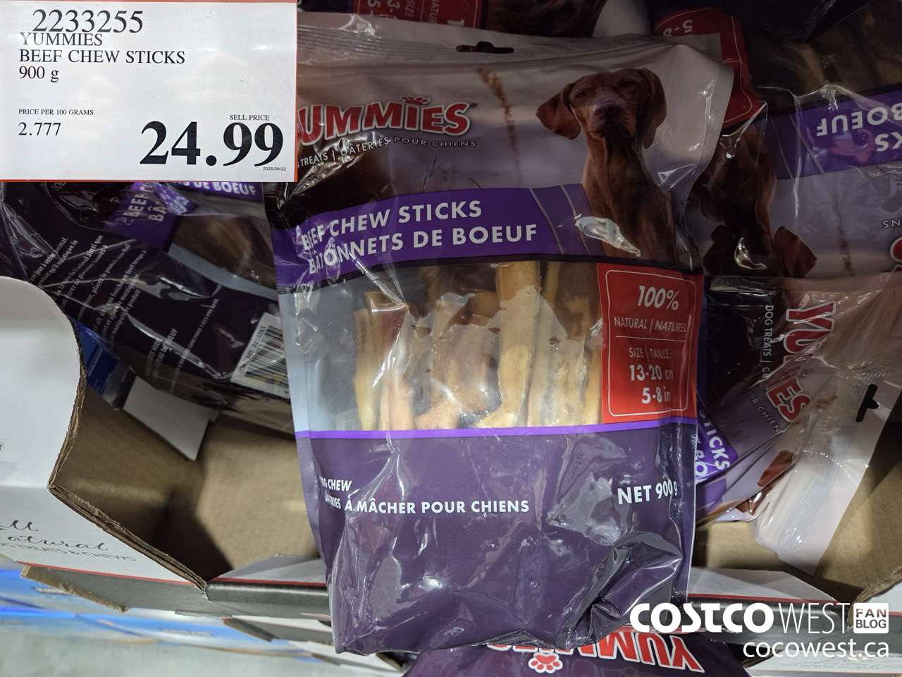 2233255 YUMMIES BEEF CHEW STICKS 900G $24.99