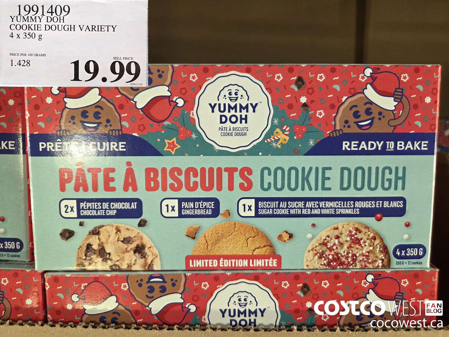 1991409 YUMMY DOH COOKIE DOUGH VARIETY 4 x 350 g $19.99