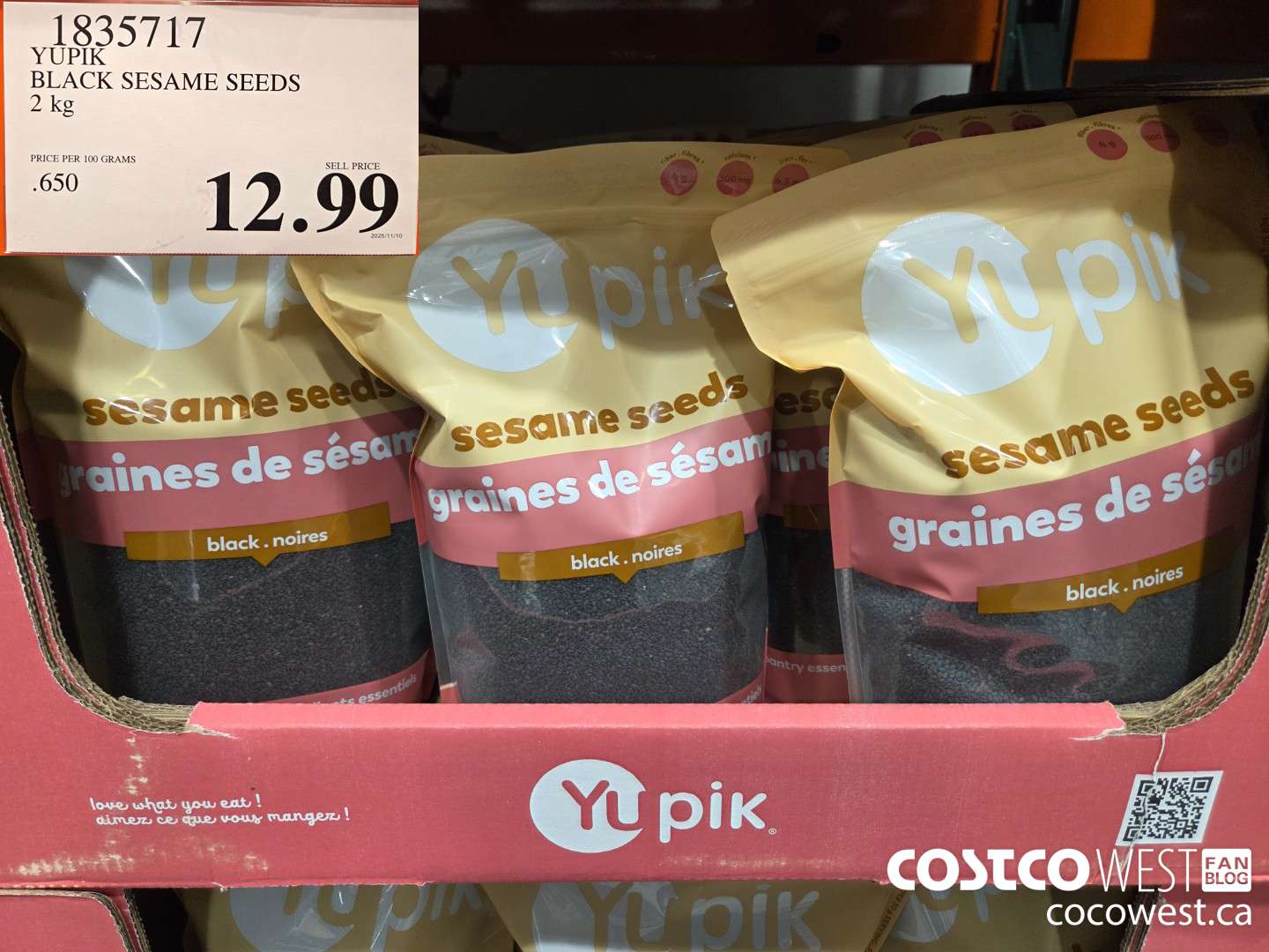 1835717 YUPIK BLACK SESAME SEEDS 2 KG $12.99