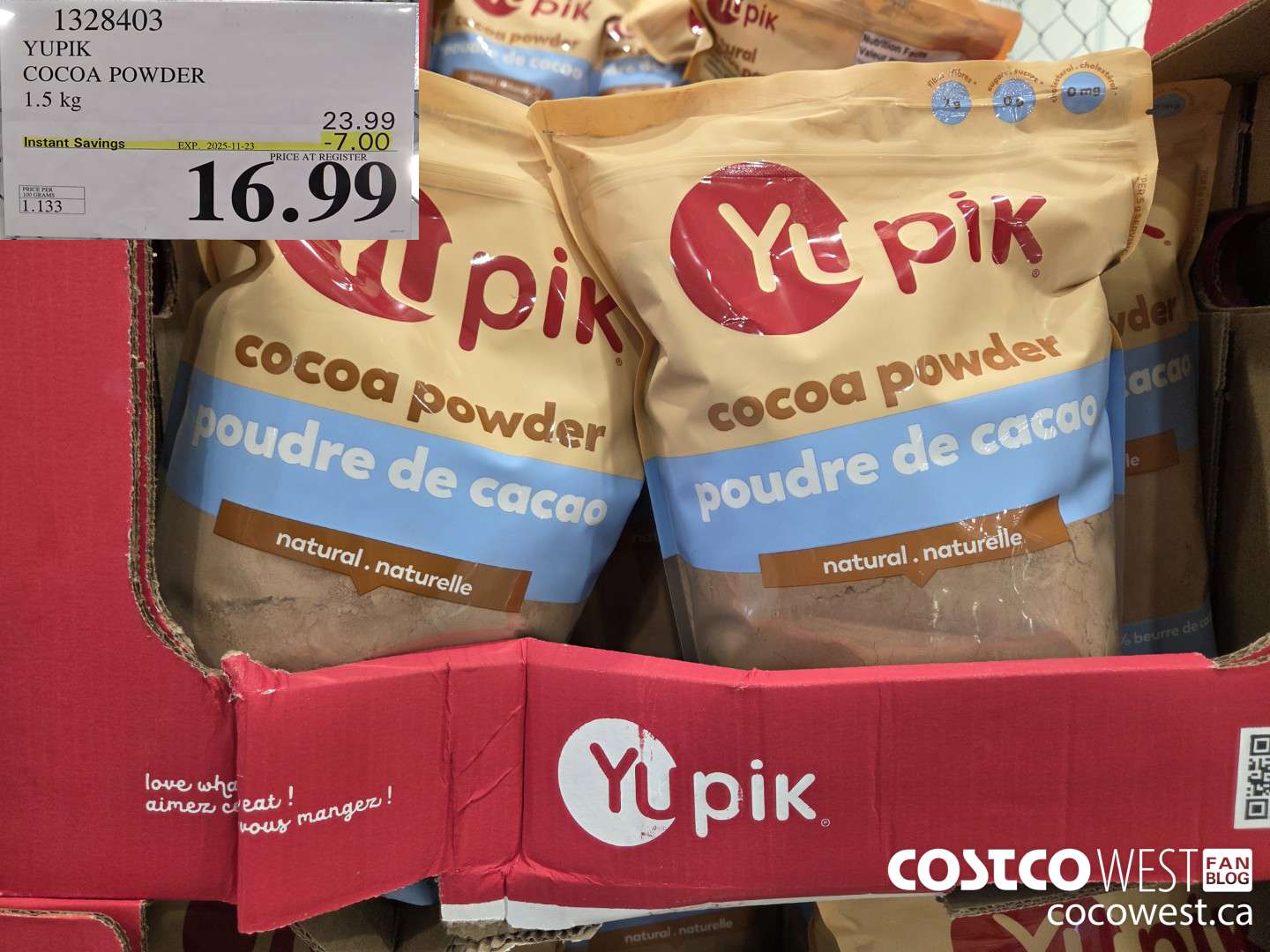 1328403 YUPIK COCOA POWDER 1.5 kg ($7.00 INSTANT SAVINGS EXPIRES ON 2025-11-23) $16.99