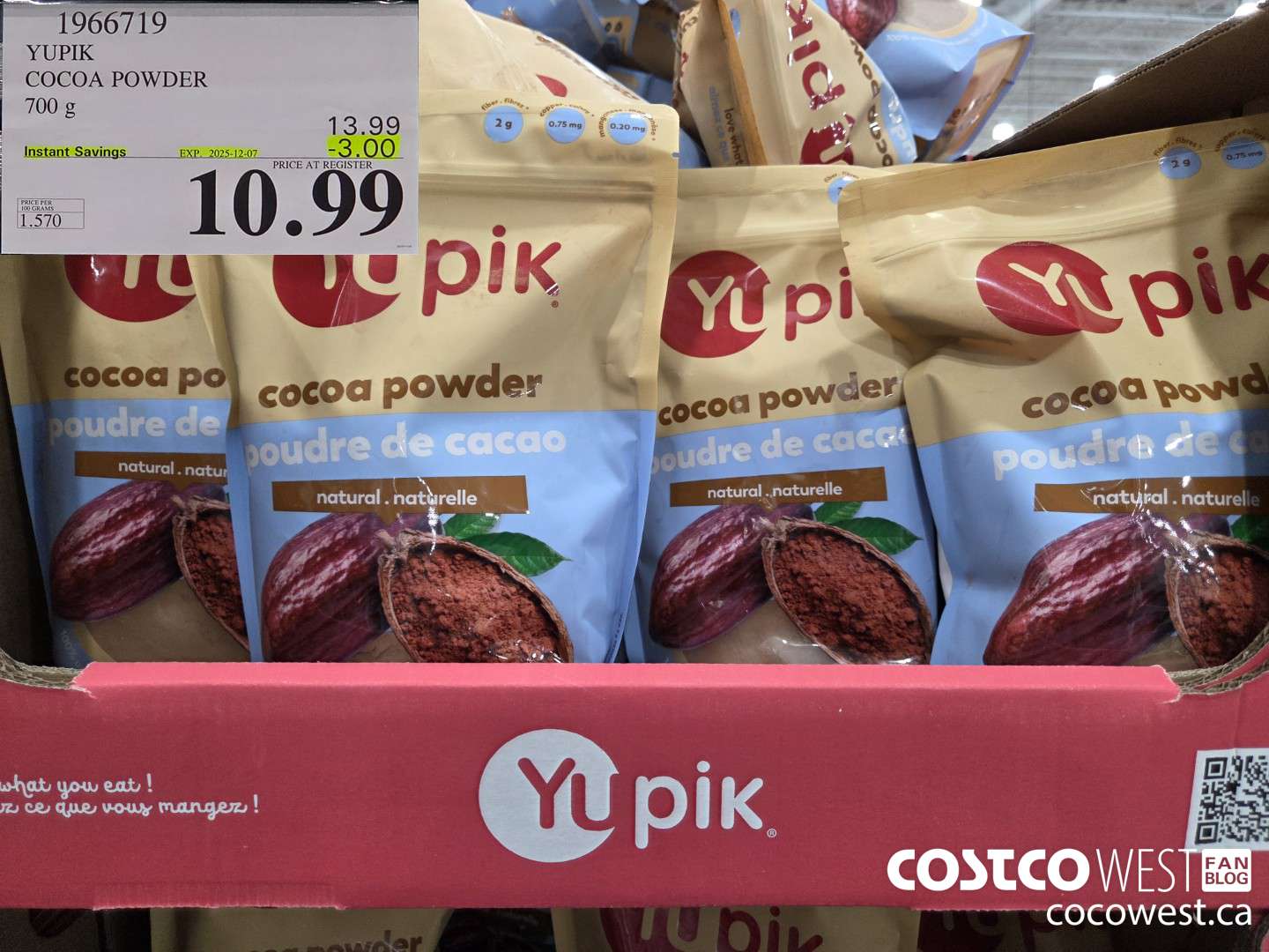 1966719 YUPIK COCOA POWDER 700G ($3.00 INSTANT SAVINGS EXPIRES ON 2025-12-07) $10.99