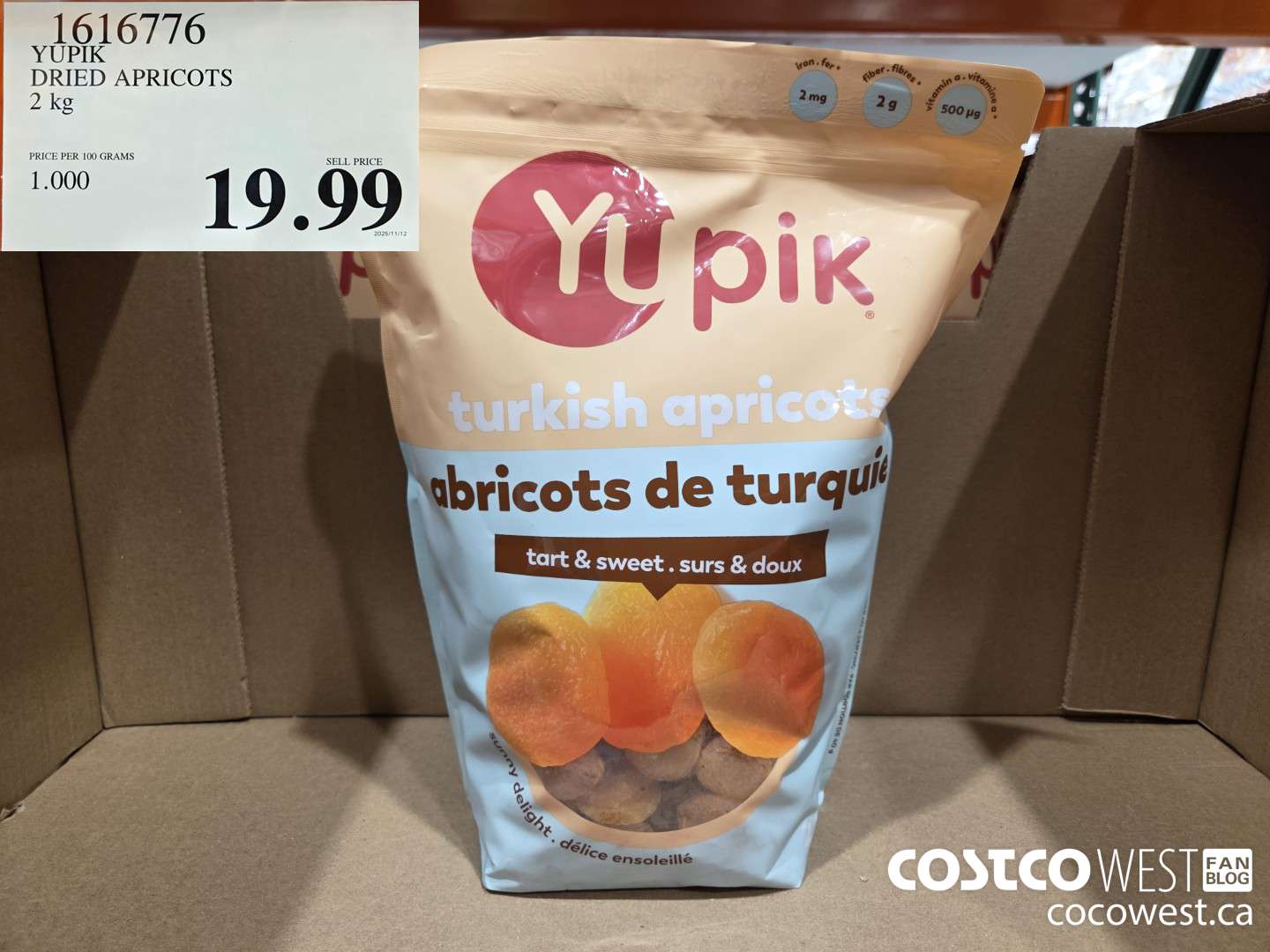 1616776 YUPIK DRIED APRICOTS 2 kg $19.99