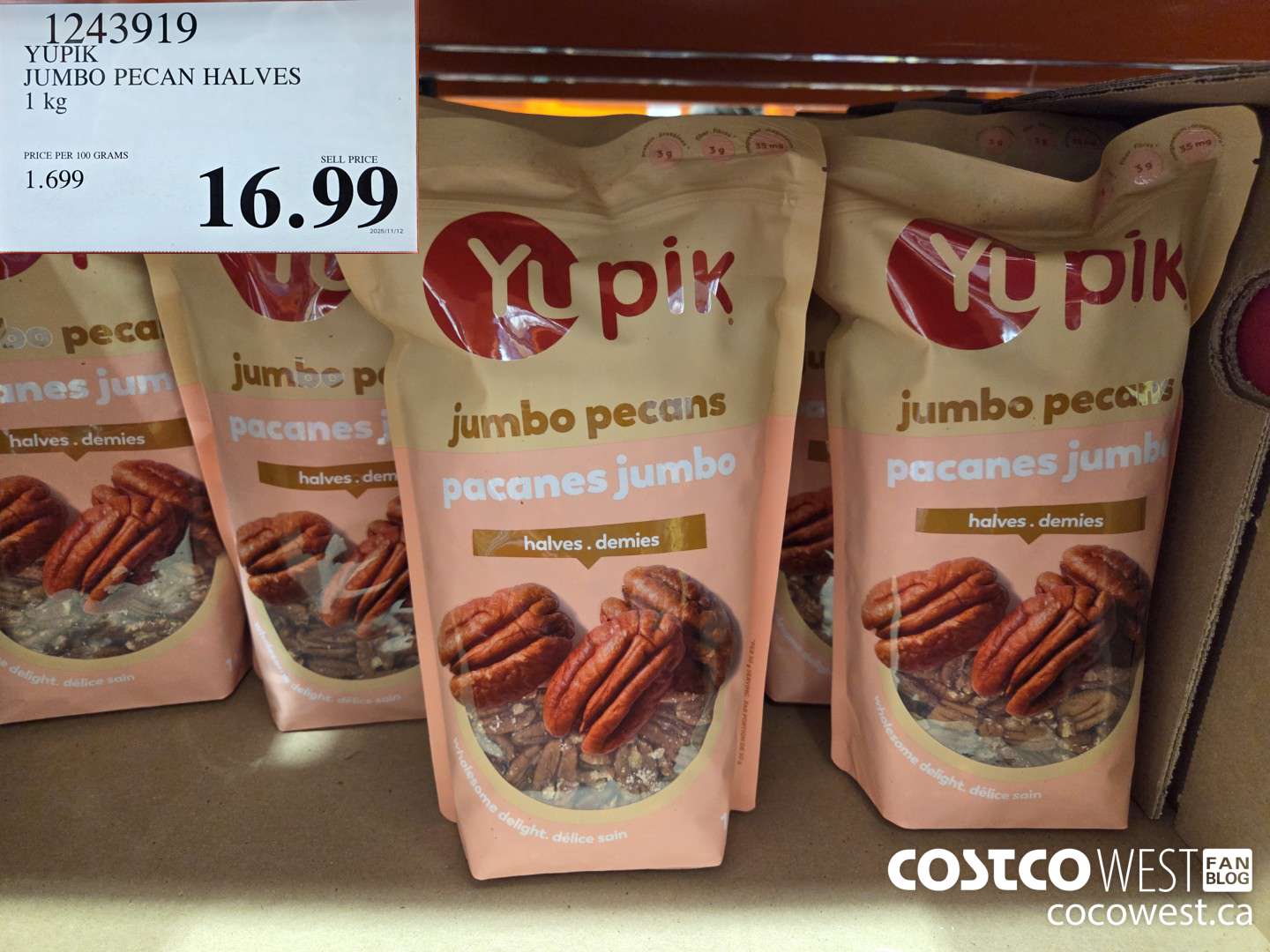 1243919 YUPIK JUMBO PECAN HALVES 1 kg $16.99