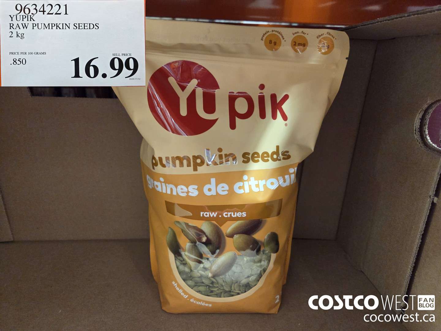 9634221 YUPIK RAW PUMPKIN SEEDS 2 kg $16.99