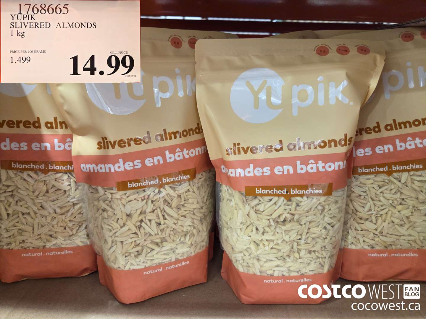 1768665 YUPIK SLIVERED ALMONDS 1 kg $14.99