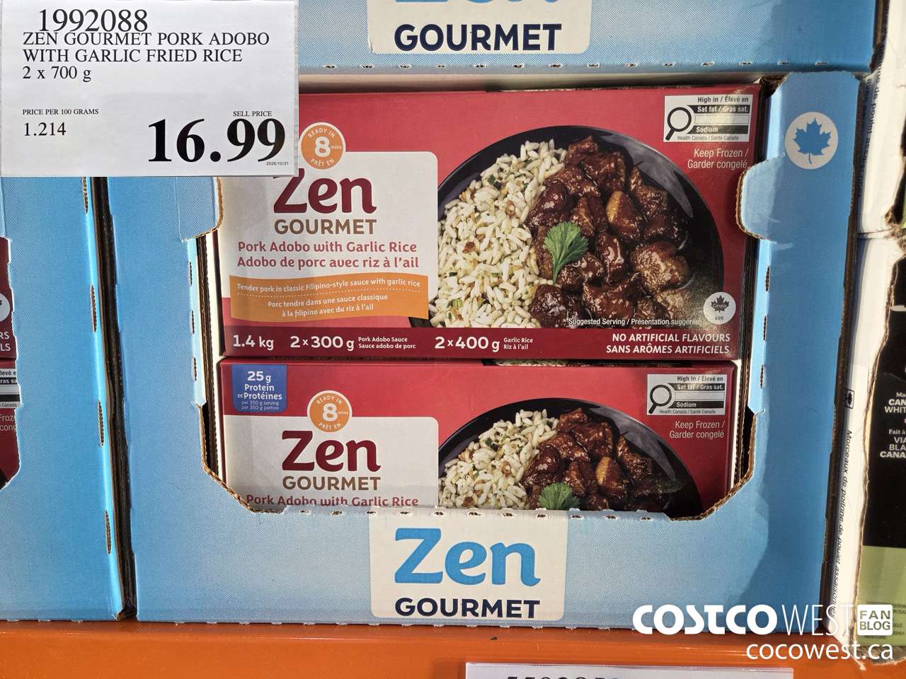 1992088 ZEN GOURMET PORK ADOBO WITH GARLIC FRIED RICE 2 X 700G $16.99
