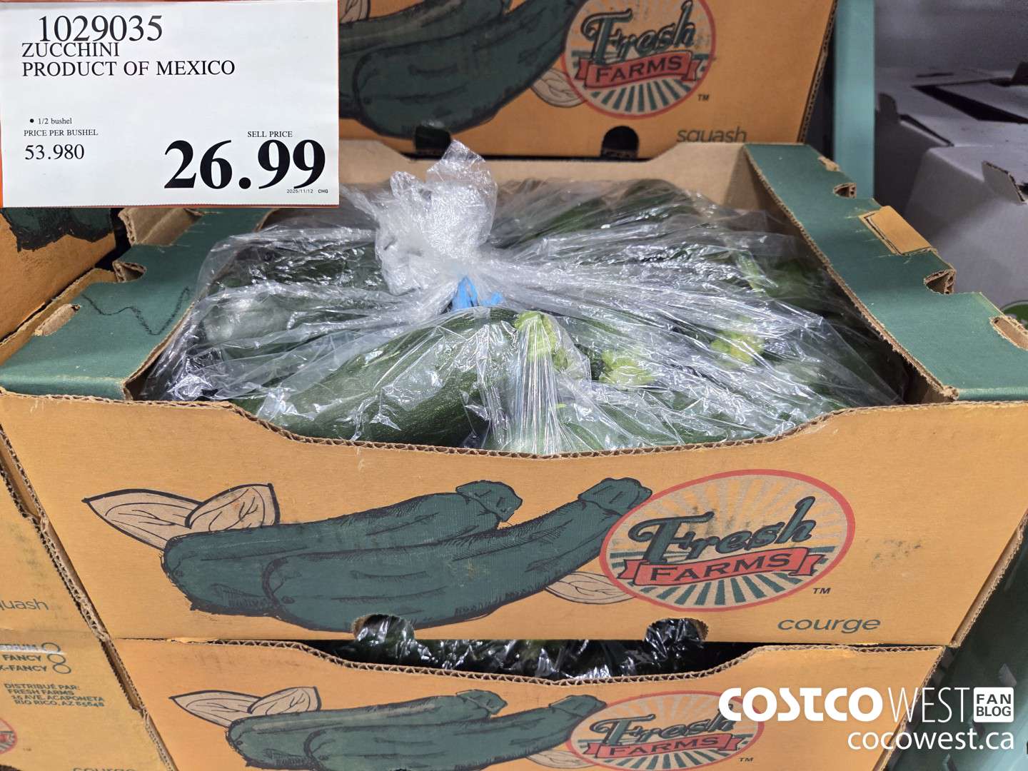 1029035 ZUCCHINI PRODUCT OF MEXICO $26.99