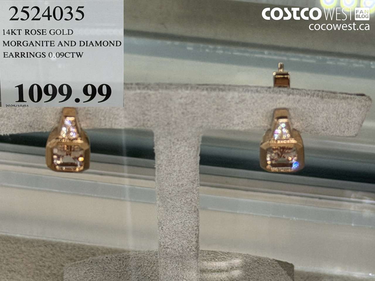 2524035 14KT ROSE GOLD MORGANITE AND DIAMOND EARRINGS 0.09CTW $1099.99