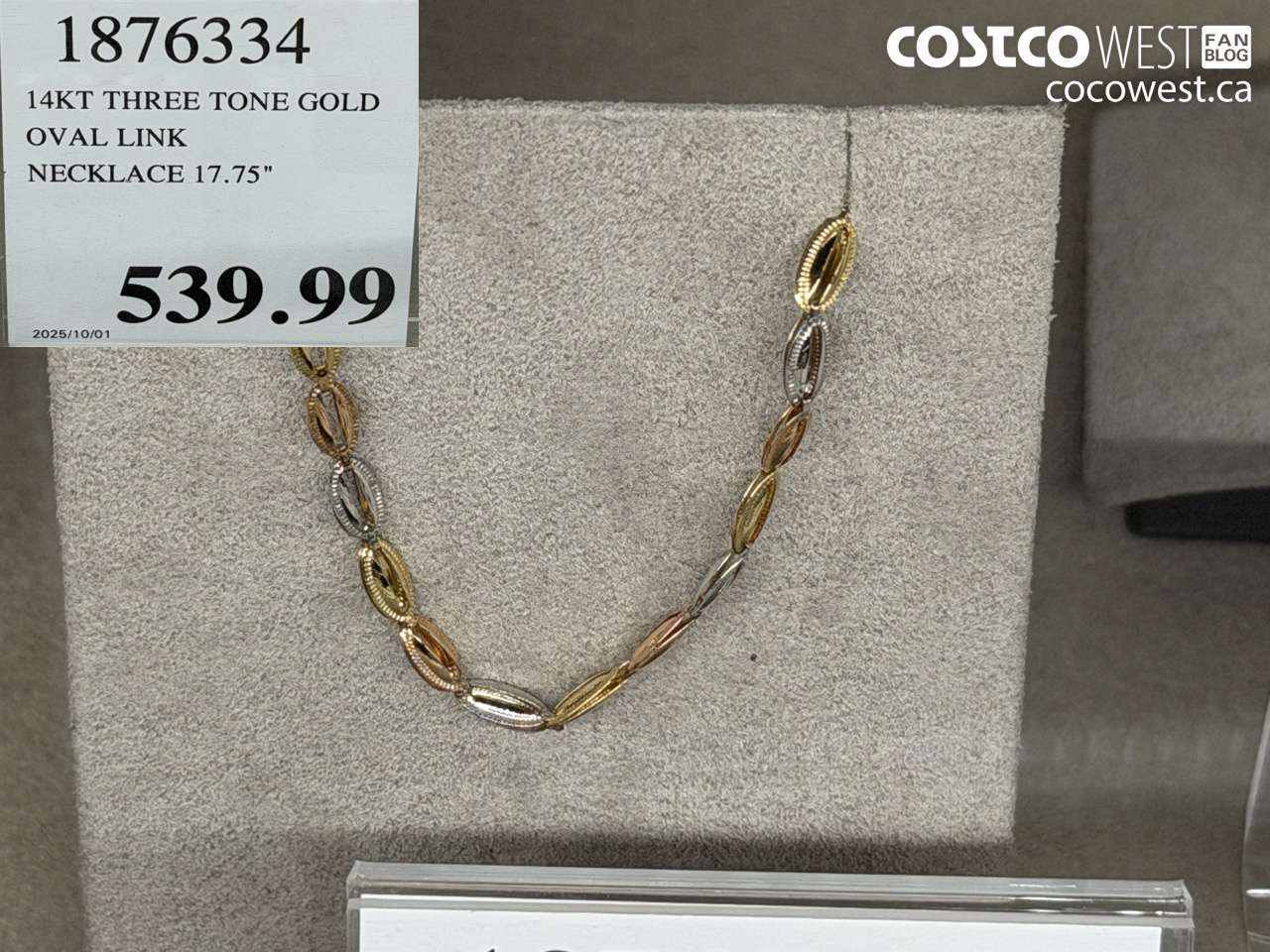 1876334 14KT THREE TONE GOLD OVAL LINK NECKLACE 17.75