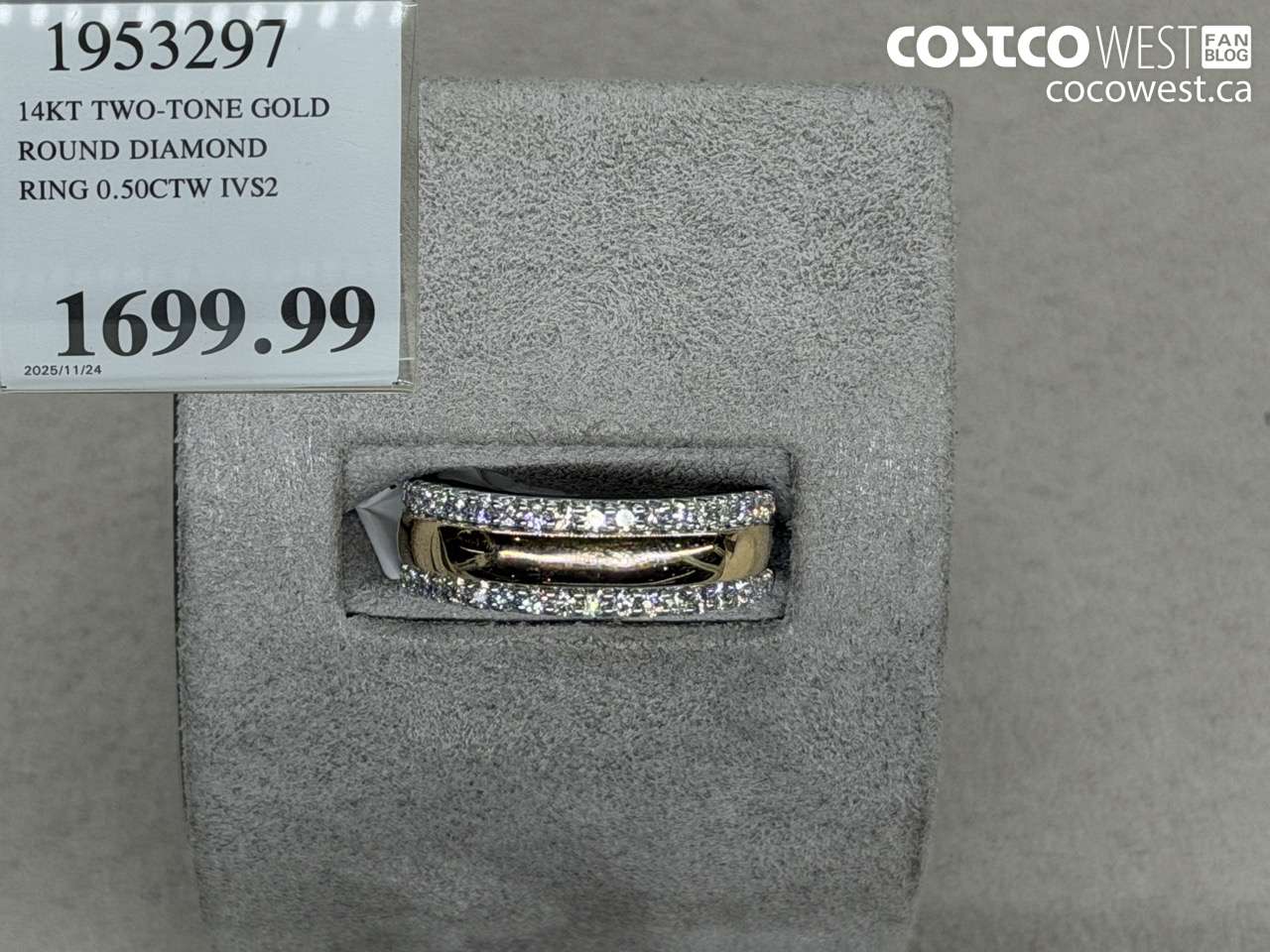 1953297 14KT TWO-TONE GOLD ROUND DIAMOND RING 0.50CTW IVS2 $1699.99