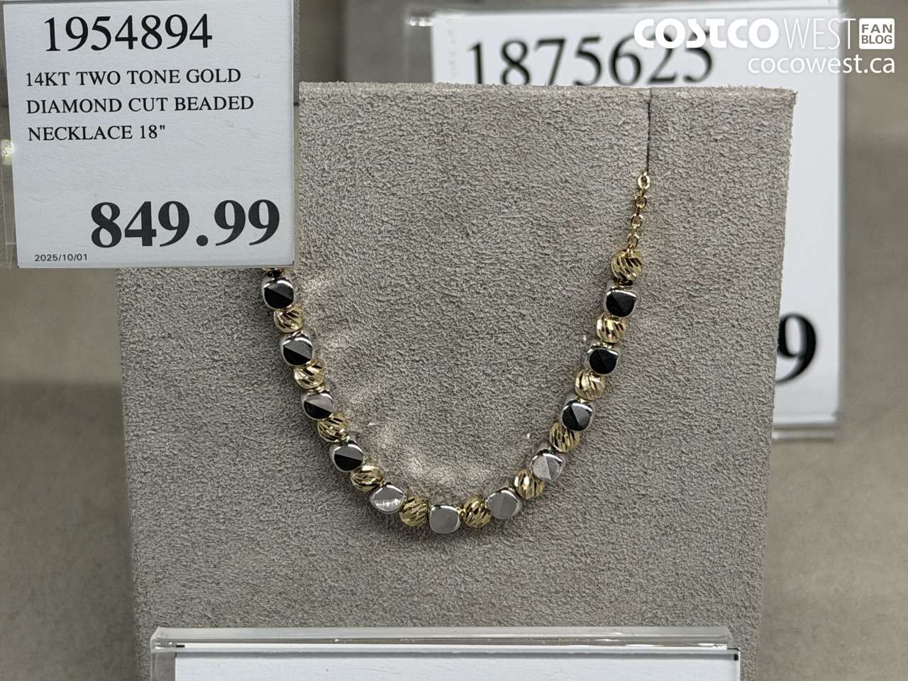 1954894 14KT TWO TONE GOLD DIAMOND CUT BEADED NECKLACE 18