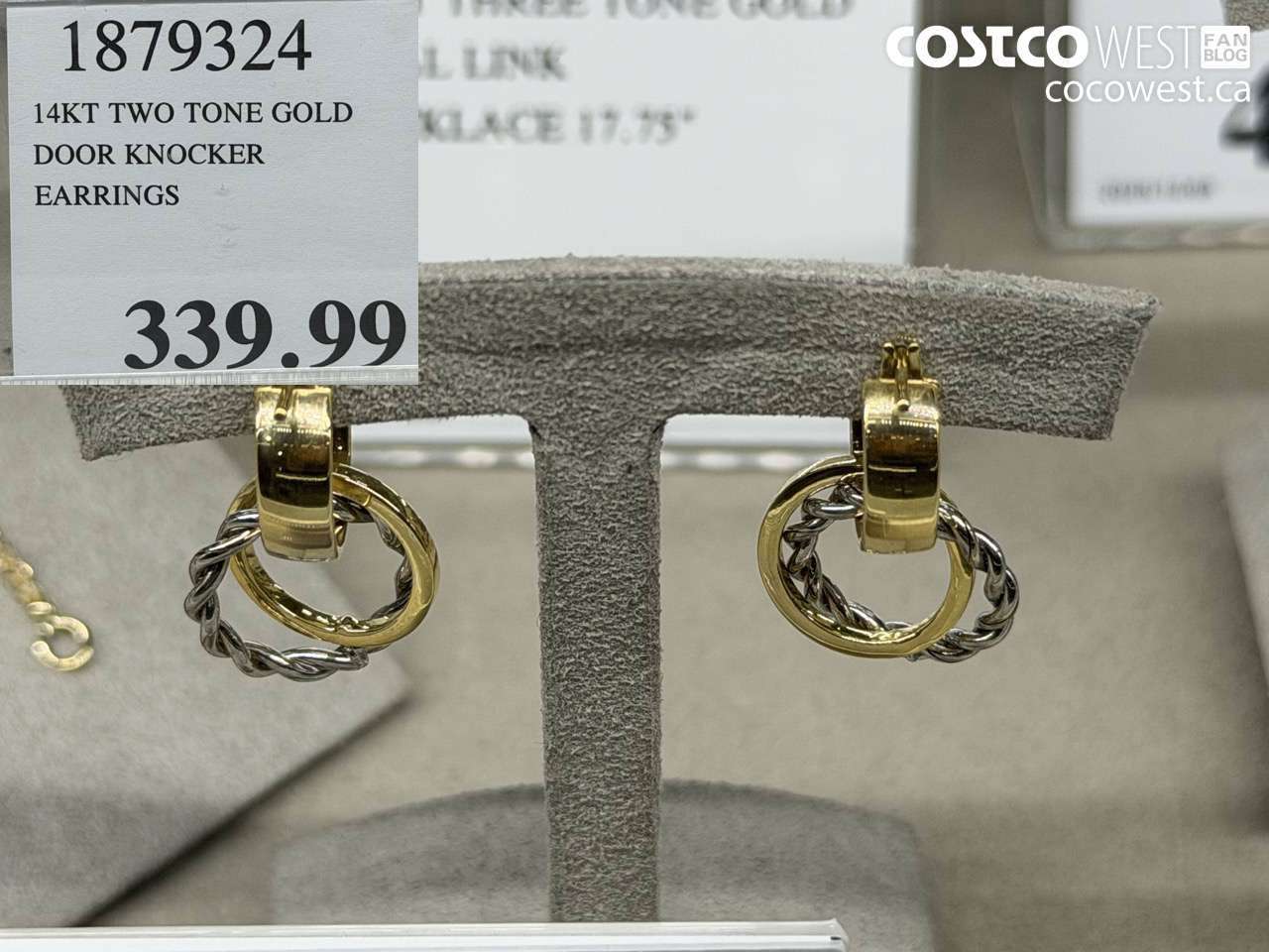 1879324 14KT TWO TONE GOLD DOOR KNOCKER EARRINGS $339.99