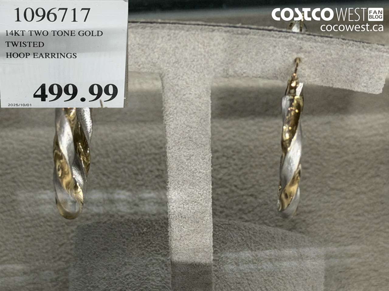 1096717 14KT TWO TONE GOLD TWISTED HOOP EARRINGS $499.99