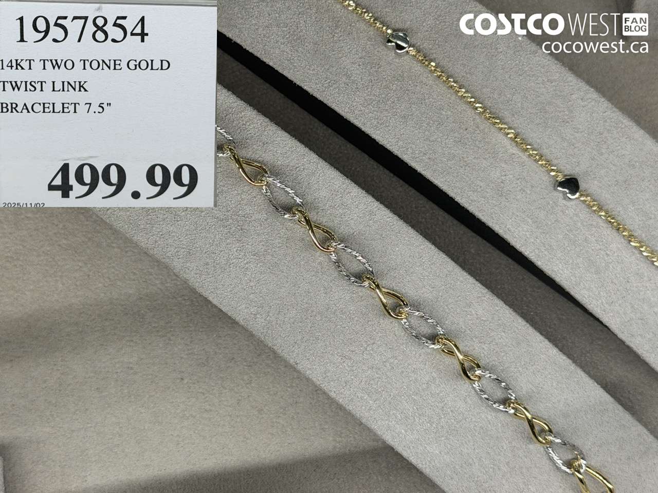 1957854 14KT TWO TONE GOLD TWIST LINK BRACELET 7.5