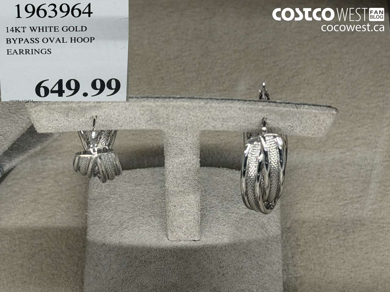 1963964 14KT WHITE GOLD BYPASS OVAL HOOP EARRINGS $649.99