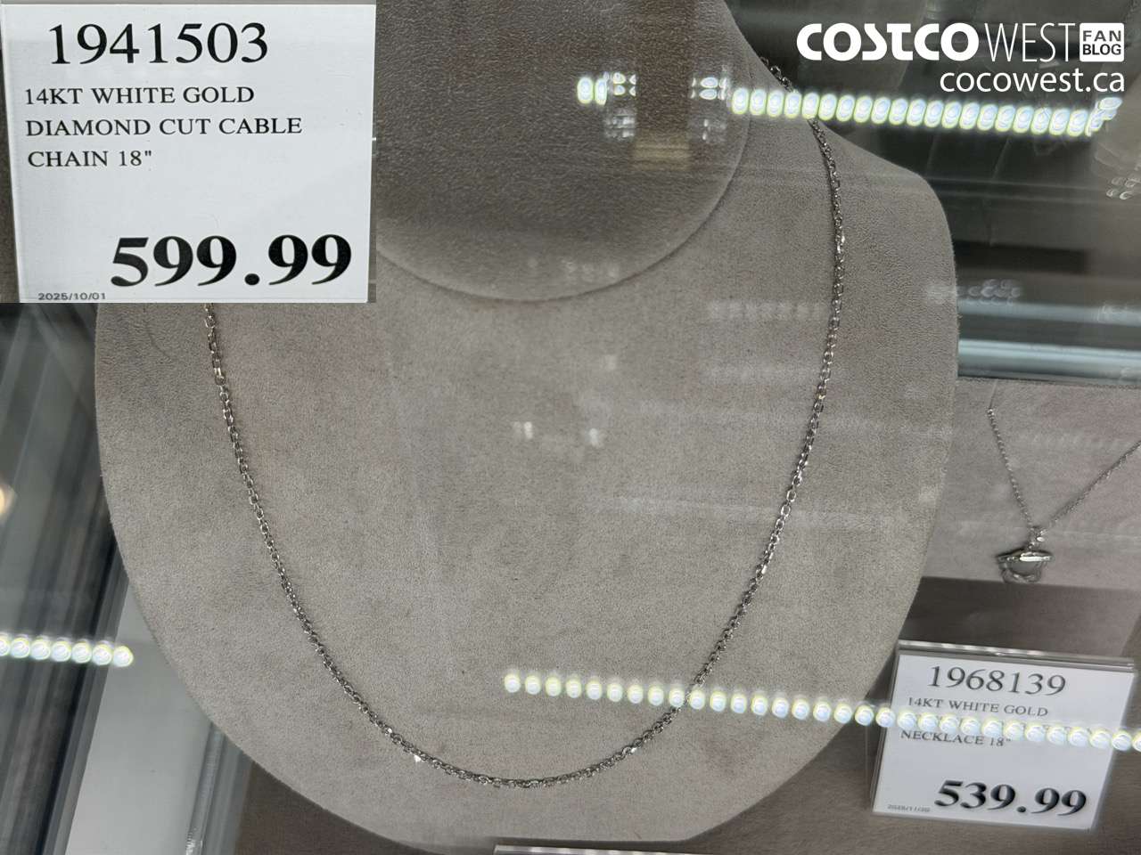 1941503 14KT WHITE GOLD DIAMOND CUT CABLE CHAIN 18