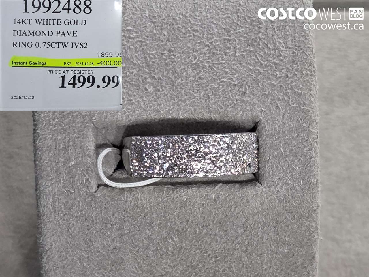 1992488 14KT WHITE GOLD DIAMOND PAVE RING 0.75CTW IVS2 ($400.00 INSTANT SAVINGS EXPIRES ON 2025-12-28) $1499.99