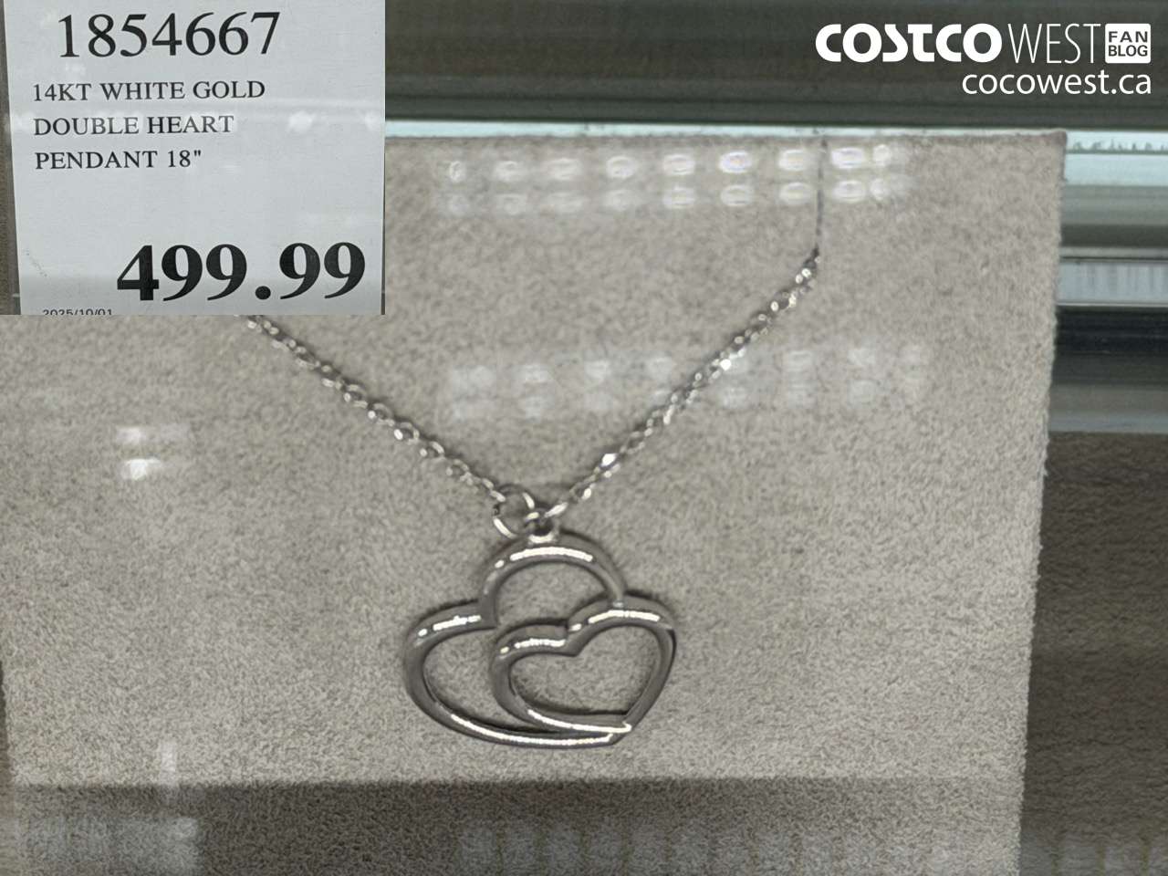 1854667 14KT WHITE GOLD DOUBLE HEART PENDANT 18