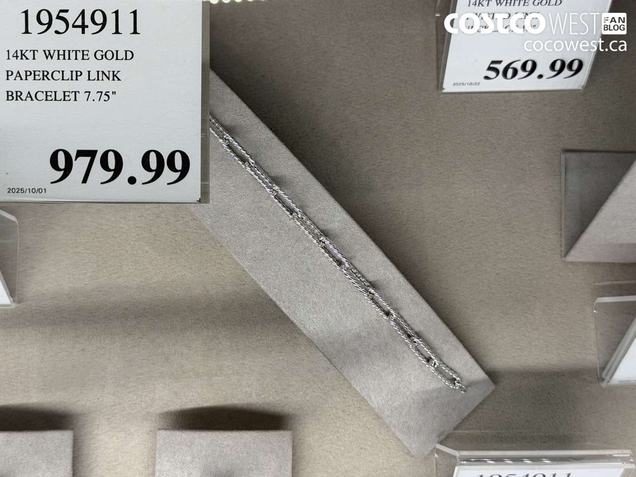 1954911 14KT WHITE GOLD PAPERCLIP LINK BRACELET 7.75