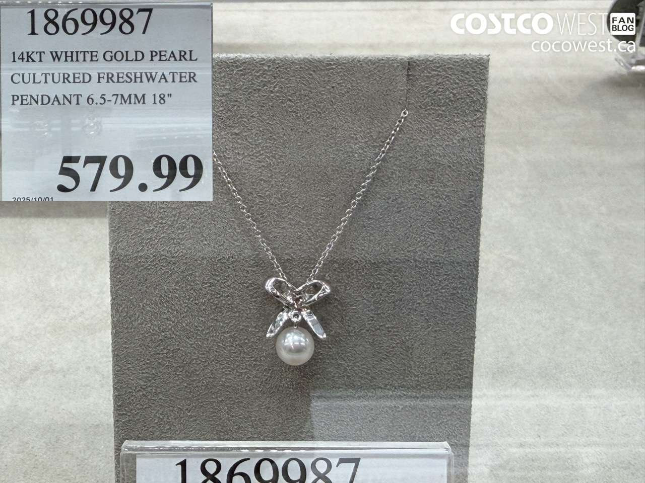 1869987 14KT WHITE GOLD PEARL CULTURED FRESHWATER PENDANT 6.5-7MM 18