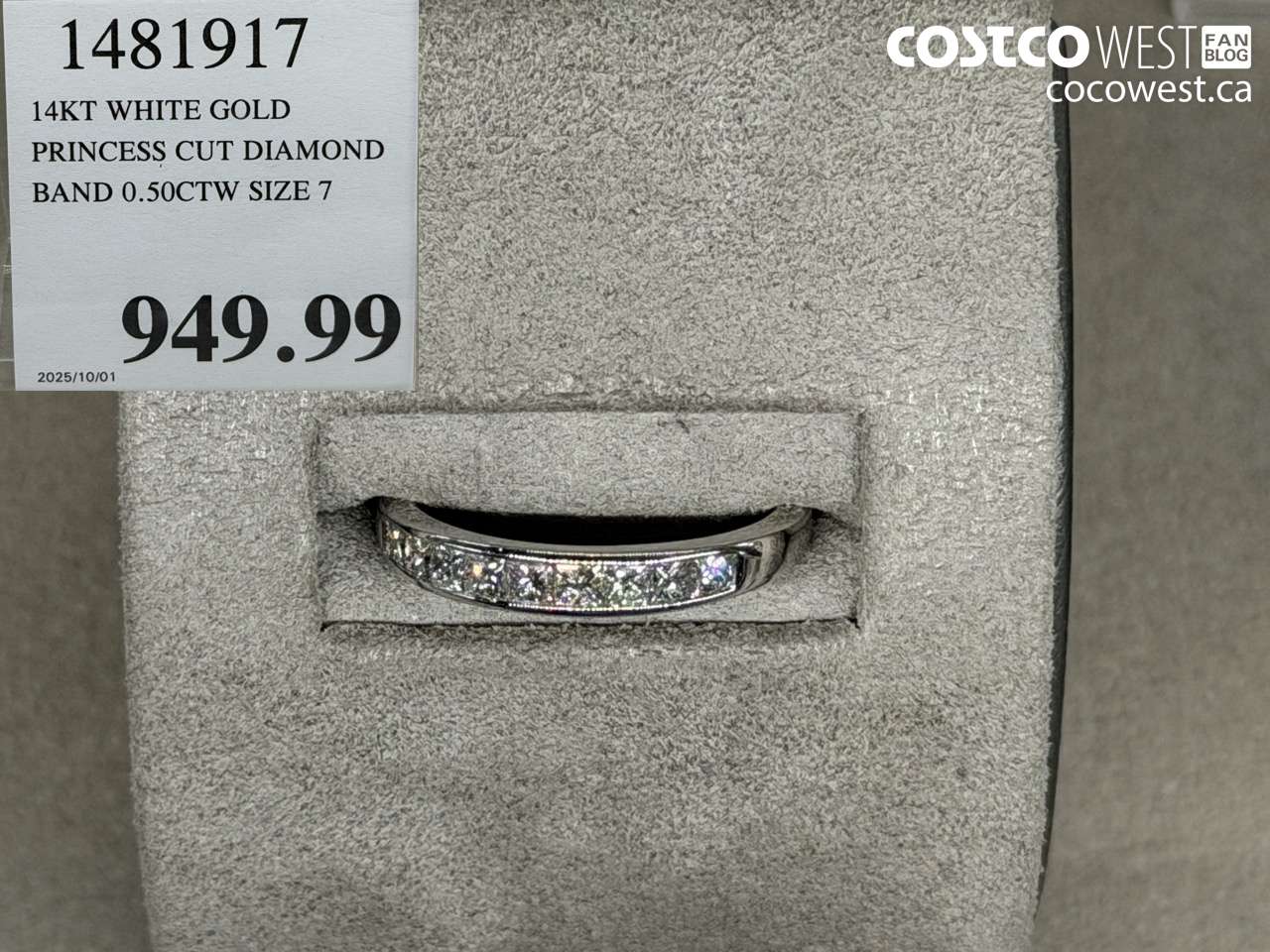 1481917 14KT WHITE GOLD PRINCESS CUT DIAMOND BAND 0.50CTW SIZE 7 $949.99