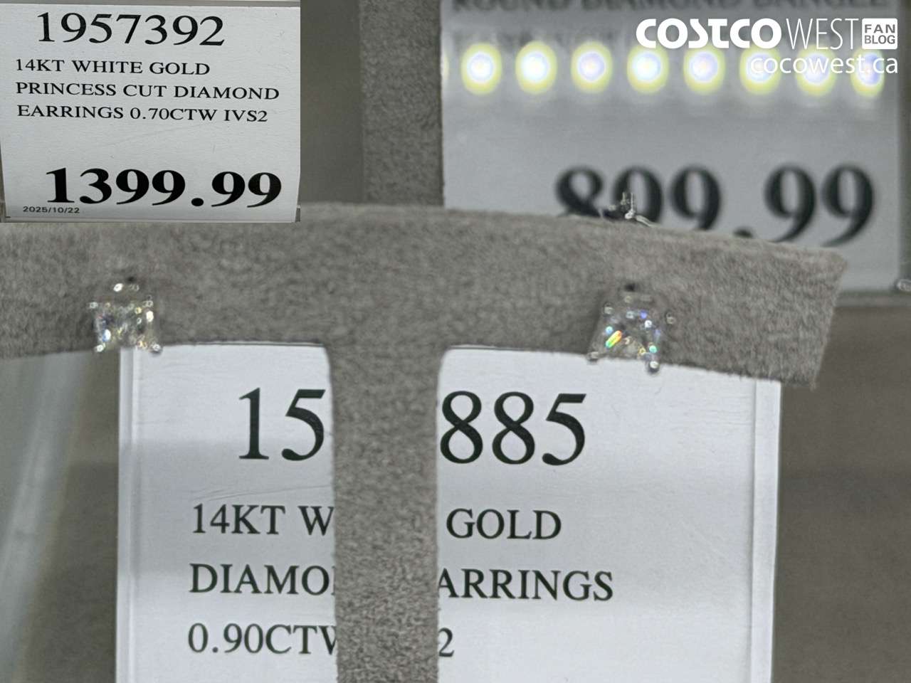 1957392 14KT WHITE GOLD PRINCESS CUT DIAMOND EARRINGS 0.70CTW IVS2 $1399.99