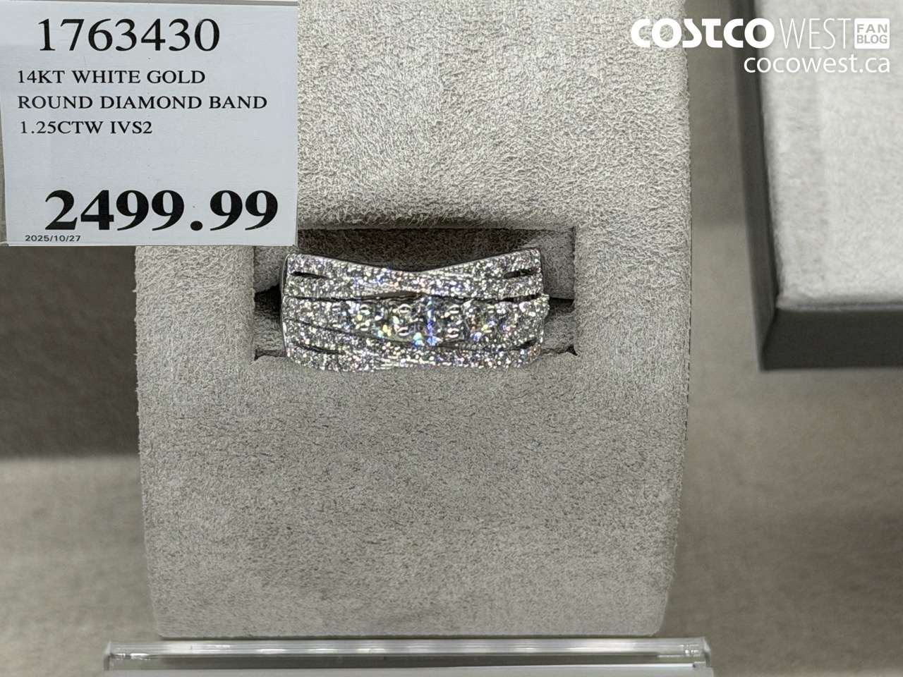 1763430 14KT WHITE GOLD ROUND DIAMOND BAND 1.25CTW IVS2 $2499.99