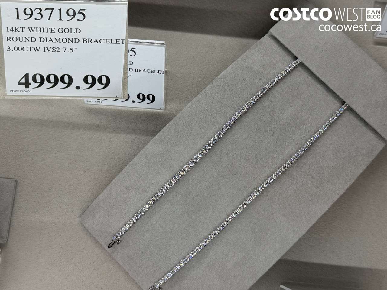 1937195 14KT WHITE GOLD ROUND DIAMOND BRACELET 3.00CTW IVS2 7.5