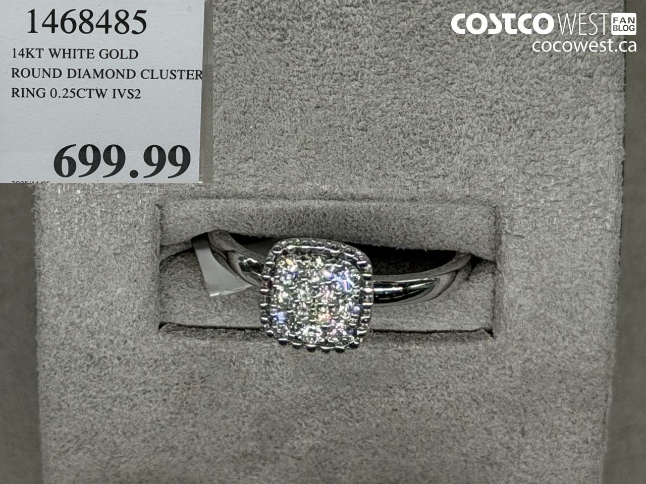 1468485 14KT WHITE GOLD ROUND DIAMOND CLUSTER RING 0.25CTW IVS2 $699.99