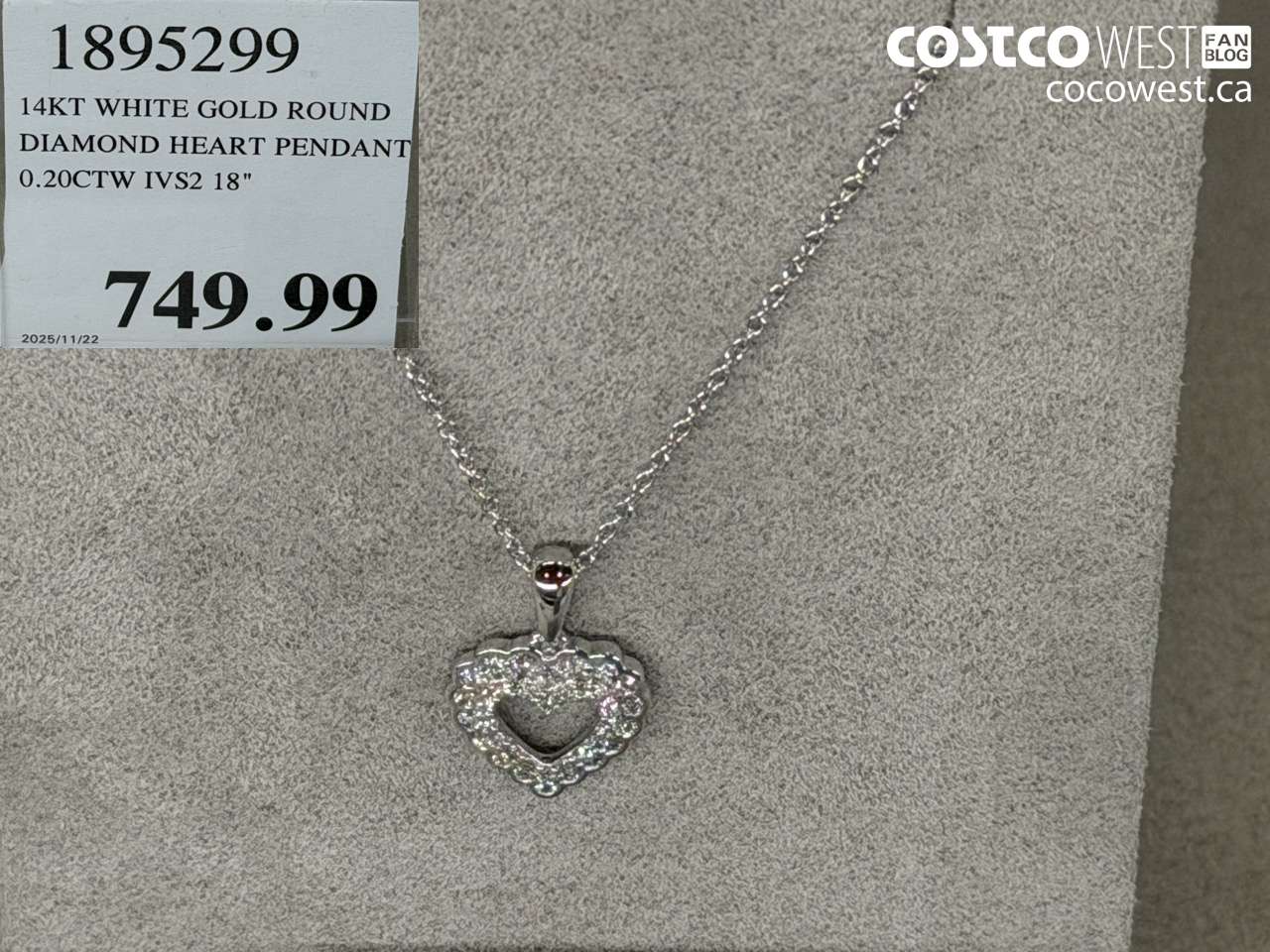 1895299 14KT WHITE GOLD ROUND DIAMOND HEART PENDANT O.20CTW IVS2 18