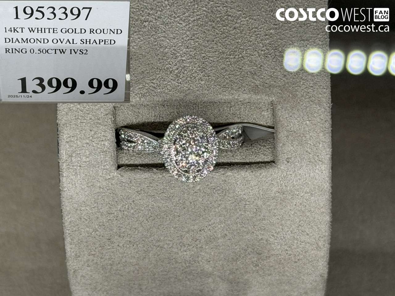 1953397 14KT WHITE GOLD ROUND DIAMOND OVAL SHAPED RING 0.50CTW IVS2 $1399.99