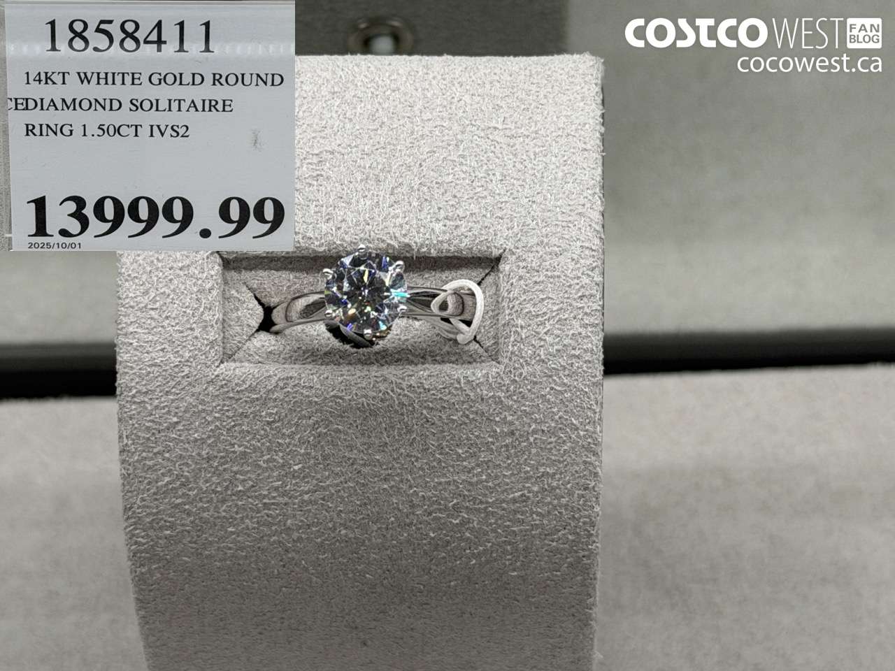 1858411 14KT WHITE GOLD ROUND DIAMOND SOLITAIRE RING 1.50CT IVS2 $13999.99