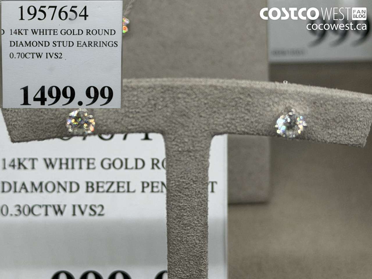 1957654 14KT WHITE GOLD ROUND DIAMOND STUD EARRINGS 0.70CTW IVS2 $1499.99