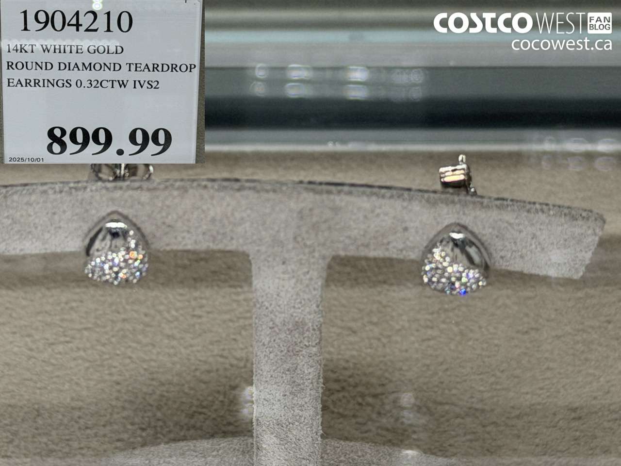 1904210 14KT WHITE GOLD ROUND DIAMOND TEARDROP EARRINGS 0.32CTW IVS2 $899.99