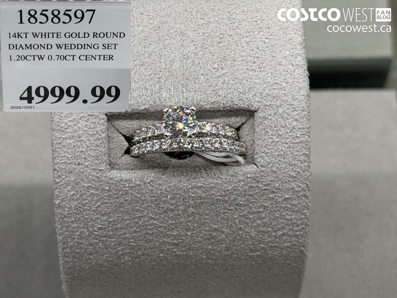 1858597 14KT WHITE GOLD ROUND DIAMOND WEDDING SET 1.20CTW 0.70CT CENTER $4999.99