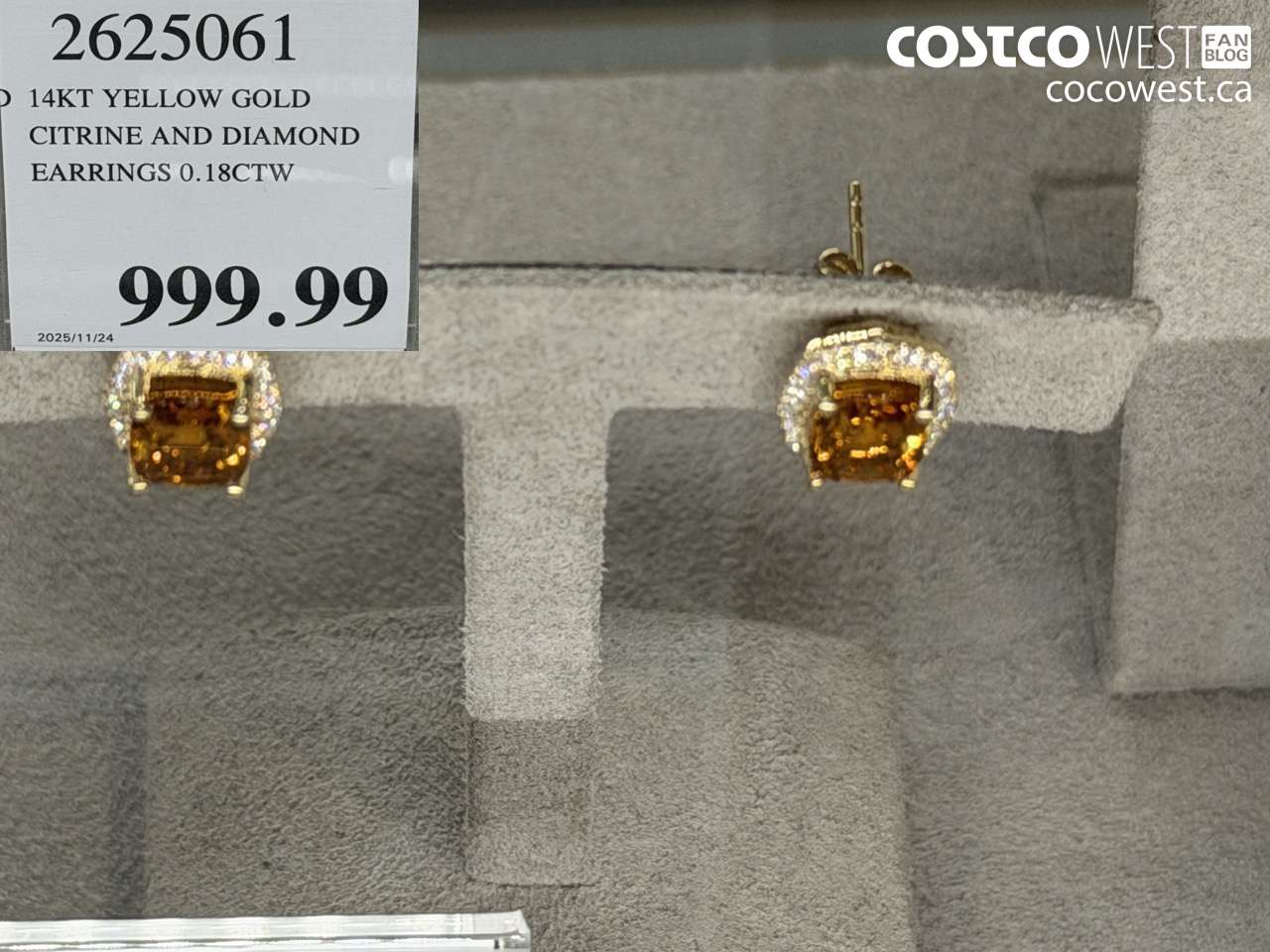 2625061 14KT YELLOW GOLD CITRINE AND DIAMOND EARRINGS 0.18CTW $999.99